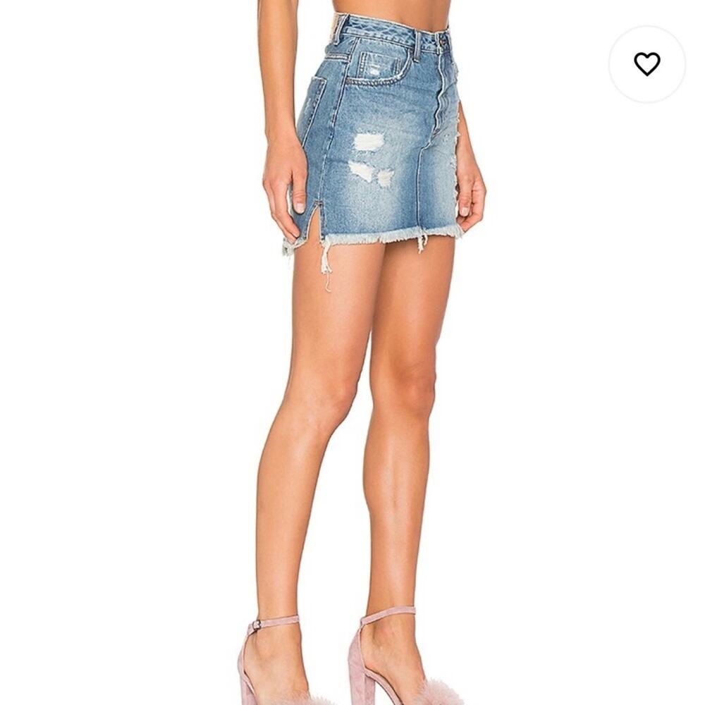 One Teaspoon Y2K High rise distressed denim mini Skirt with frayed hem size 24